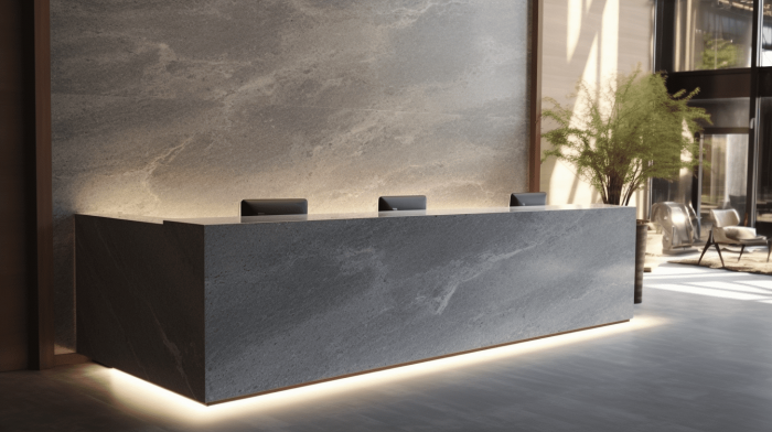 Ресепшен из кварцевого агломерата Steel Grey (Стил Грей)